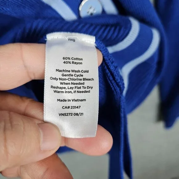 TALBOTS Women's Girlfriend Enamel Blue Button Up V-neck Cardigan Size XLP - Picture 6 of 8